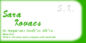 sara kovacs business card